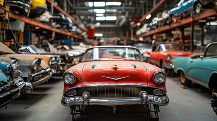 Fototapeta premium Local repair shops are now selling new cars built from parts from different sources, instead of being made by large car companies.