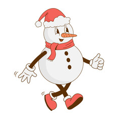 Retro cartoon showman vector illustration. Xmas mascot. Christmas, New year decoration.