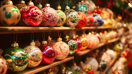 Fototapeta premium Handcrafted Ornaments Christmas Market Stall Delights