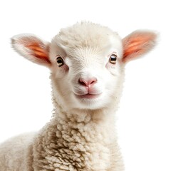 Naklejka premium Charming baby lamb pictured alone, set against a white background