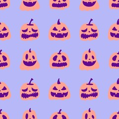 Halloween cute pumpkins seamless monsters pattern for wrapping paper and fabric