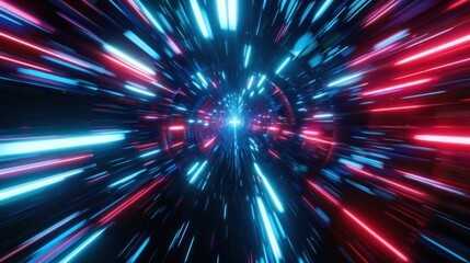 Neon Lights Tunnel Abstract