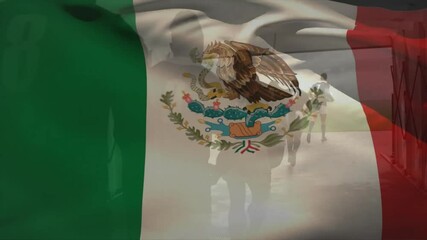 Animation of flag of italy over diverse rugby players - Powered by Adobe