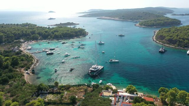 Drone Footage of Tri Grede Bay, Zdrilca - Pakleni Islands, Croatia