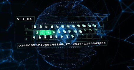 Animation of keyboard and data processing over globes - Powered by Adobe