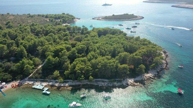 Tri Grede Bay and Zdrilca Cove on Pakleni Otoci: Aerial Drone Footage