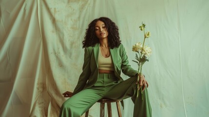Obraz premium beautiful black woman model with fashion clothes