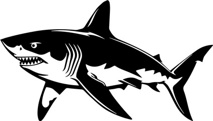 Fototapeta premium Shark Icon: A simple representation of a shark symbolizing an ocean predator.