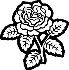 Rose flower icon, symbolic image of love and beauty