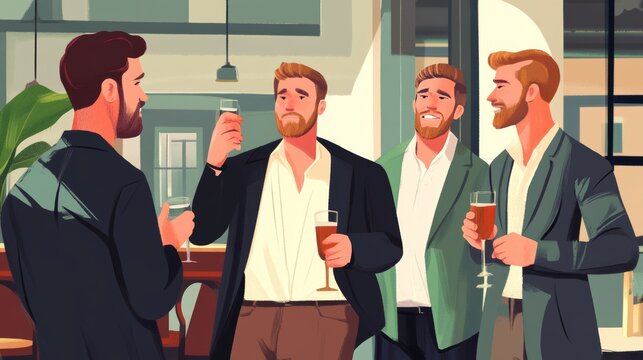 men tolking in public illustration