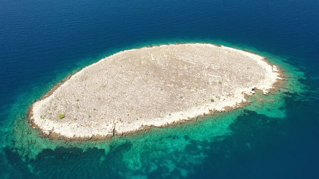 Aerial Drone View of Islet Vlaka, Pakleni Otoci Near Hvar