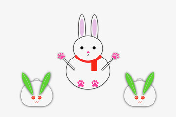 雪うさぎの親子