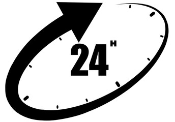 24 hours, icon symbol black, time, o'clock