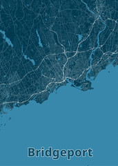 Bridgeport, Connecticut, USA artistic blueprint map poster