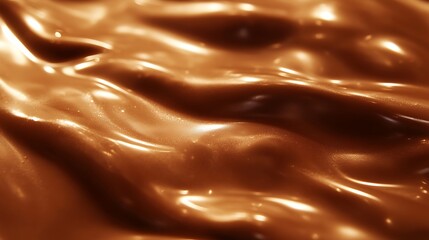 Naklejka premium Luxurious Chocolate Surface with Glistening Light Reflections - Elegant Gourmet Background for Design and Wallpaper
