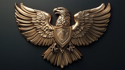 Golden Eagle Sculpture with Shield