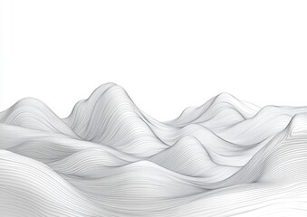 waves, smoke, fog, flow on white background, black and white
