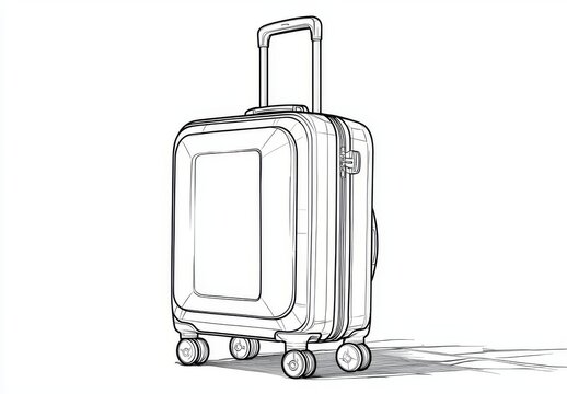 recommend clip art: Isolated on white background, one continuous line of a travel bag luggage stroller.