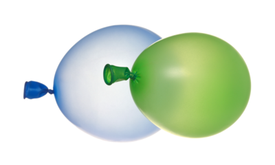 Blue and green balloon isolated on white background