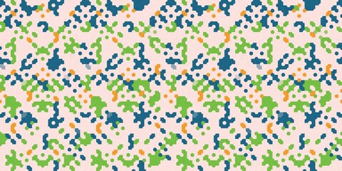 Simple glitch geometric seamless abstract banner with playful woven summer color. Bright whimsical gender neutral border bold irregular shape textile cotton effect edging.