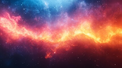 Naklejka premium Vivid Galaxy with Pink and Orange Cosmic Clouds Generative AI