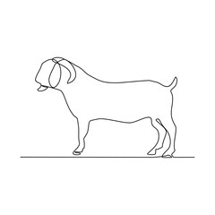 One continuous line drawing of Goat vector illustration. Goats are highly social animals. Animal themes design vector with simple linear style concept. Good design for education presentation purpose.