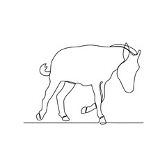 One continuous line drawing of Donkey vector illustration. Donkey are capable of carrying heavy loads and pulling carts. Animal themes design vector with simple linear style concept illustration. 