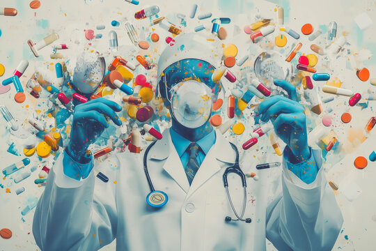 Innovative healthcare conference featuring dynamic displays of pharmaceutical advancements and future trends in medicine