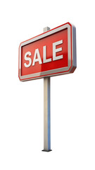 3d render of a sale sign on a white background