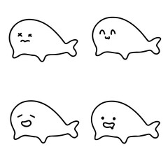 Cute Seal Vectors | Various Expressions | Line Art | Minimalist Design | 4 Vectors