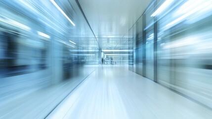 Fototapeta premium Abstract Motion Blur of a Modern Glass Office Hallway