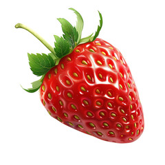 Bright red strawberry with green leaves isolated on a white background. Perfect for food, fruit, and healthy lifestyle concepts.