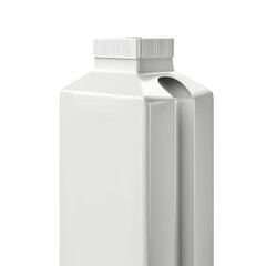 Close-up of a plain white beverage carton with cap on a white background. Ideal for packaging design and product mockups.