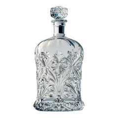 Elegant crystal decanter with intricate floral designs, perfect for serving whiskey, wine, or...