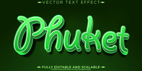 Phuket editable text effect, editable thailand and beach text style
