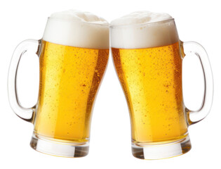 PNG Clinking beer glasses lager drink white background.