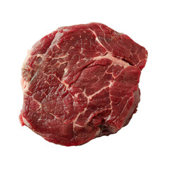 High-quality, raw beef steak with visible marbling, ideal for grilling or cooking, isolated on a white background.
