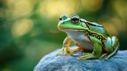 Obraz premium Green Tree Frog on a Rock