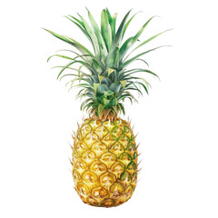 Vibrant illustration of a ripe pineapple with lush green leaves, ideal for tropical-themed projects and designs.