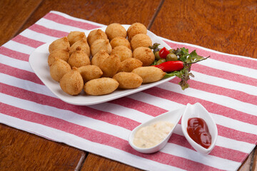 Traditional Brazilian snacks coxinha. Chicken coxinha, chicken Brazilian snacks