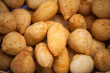 Traditional Brazilian snacks coxinha. Chicken coxinha, chicken Brazilian snacks