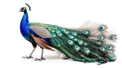 Fototapeta premium Peacock with its Feathers Spread