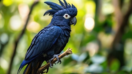 Obraz premium A Black Palm Cockatoo Perched on a Branch