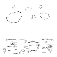 Nature in graphics. Hand draws graphic illustrations on a white background. Graphic native theme for design