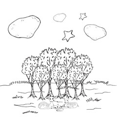 Graphic deer. Hand draws graphic illustrations on a white background. Graphic deer for design