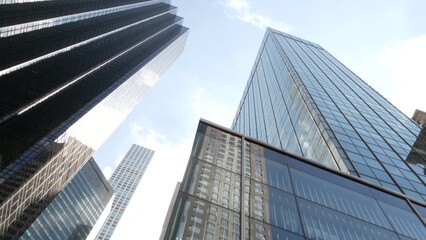 Obraz premium New York City Lower Manhattan, Downtown Financial District or Midtown business architecture, United States. High-rise skyscrapers, office buildings, USA. American urban street, real estate, realty.