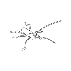 One continuous line drawing of 
insect vector illustration. Animal insect themes design concept in simple linear style. Sensory organs used for touch, smell, and sometimes taste. good for education.