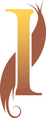 i Letter Logo. Couffeur, Hair and Beauty. Golden.