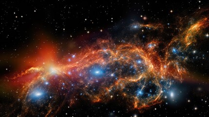 Fototapeta premium A breathtaking view of a distant galaxy, filled with swirling clouds of gas and dust, illuminated by the brilliant light of countless stars.