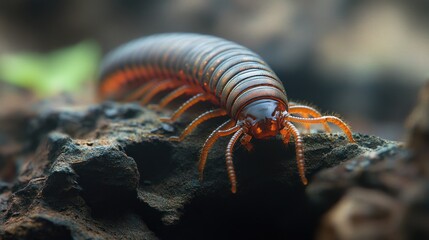 Macro Photography of a Millipede
